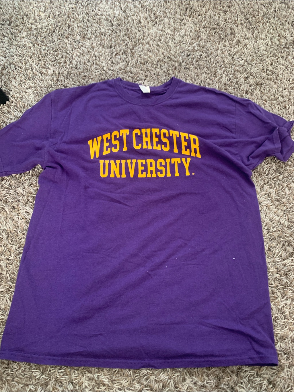 Jerzees Purple West Chester University Graphic Tee With Gold Lettering